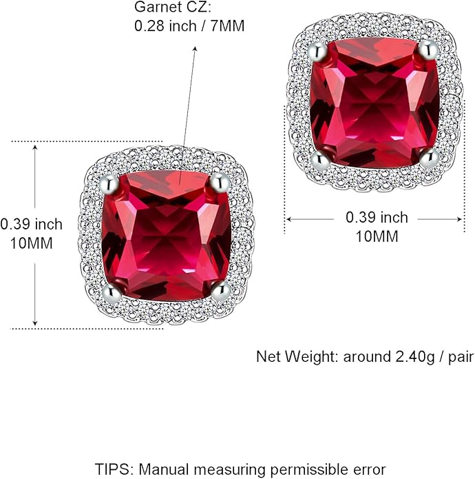 YOMELA Cubic Zirconia Earrings Studs, Halo CZ Birthstone Simulated Diamond Stud Earrings for Women