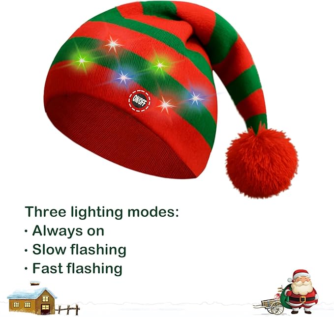 Christmas Light Up Beanie Funny Warm Winter Hats, for Adults Women Men Teens