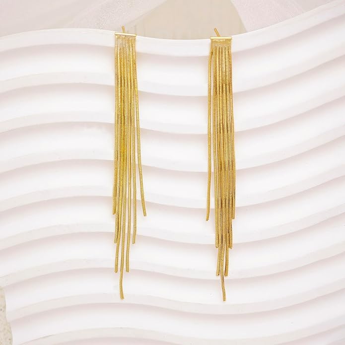Gold Earrings for Women Trendy, Simple Dainty 14K Gold Plated Paperclip Square Chain Link Dangle Hoops Earrings Pin Stud Huggie Earrings Lightweight Hypoallergenic Minimalist Aesthetic Gold Jewelry for Christmas Gifts