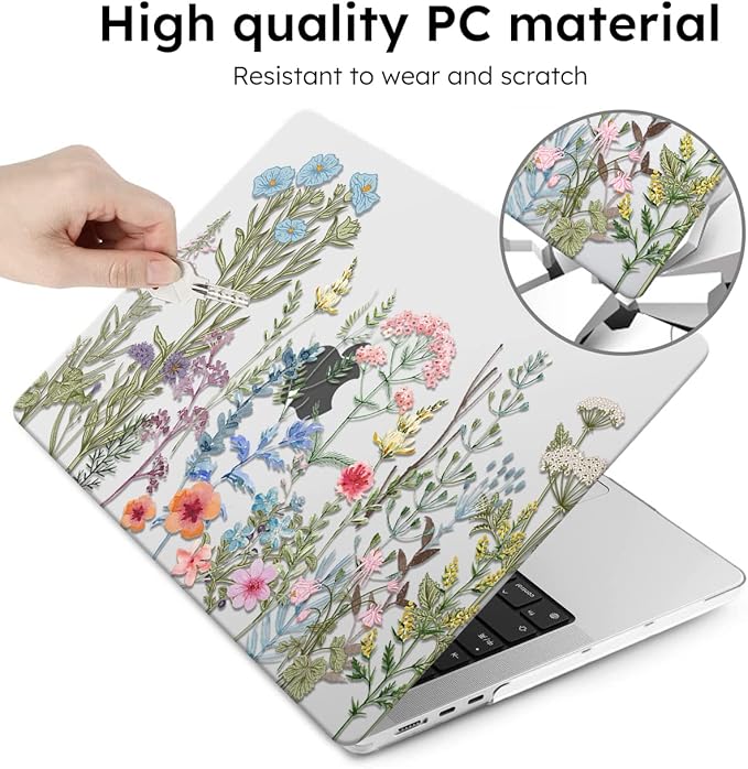 iCasso for MacBook Air 13 inch Case 2025 2024-2022 Release M4 A3240 M3 A3113 A2681 M2 with Liquid Retina Display, Hard Plastic Shell for Mac Air 13.6, TPU Keyboard Cover&Screen Protector, Weeds Clear