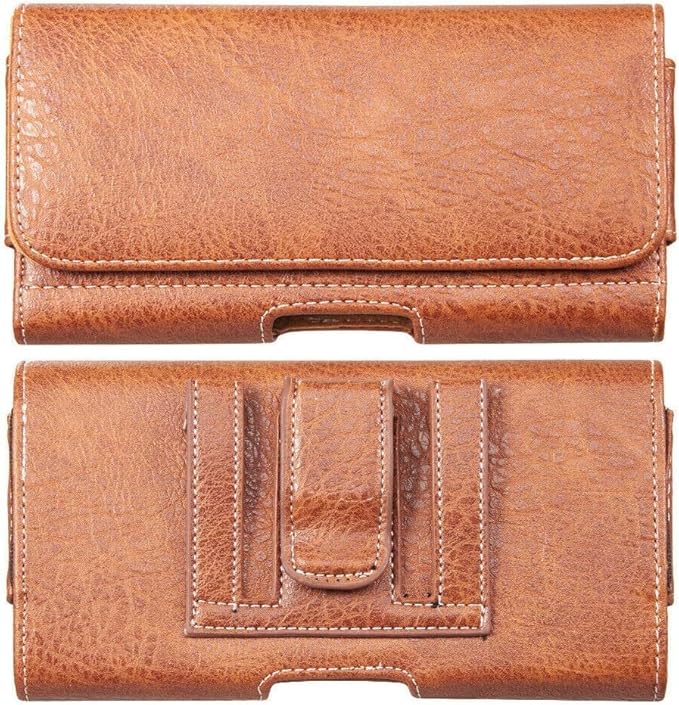 Galaxy Wireless USA for for Samsung Galaxy S25 S24 Ultra, S25 S24 Plus/S23 fe Holster Brown Leather Carrying Cell Phone Holder Belt Clip Holster Case Pouch for iPhone 13 14 15 16 Pro Max 14 15 16 Plus