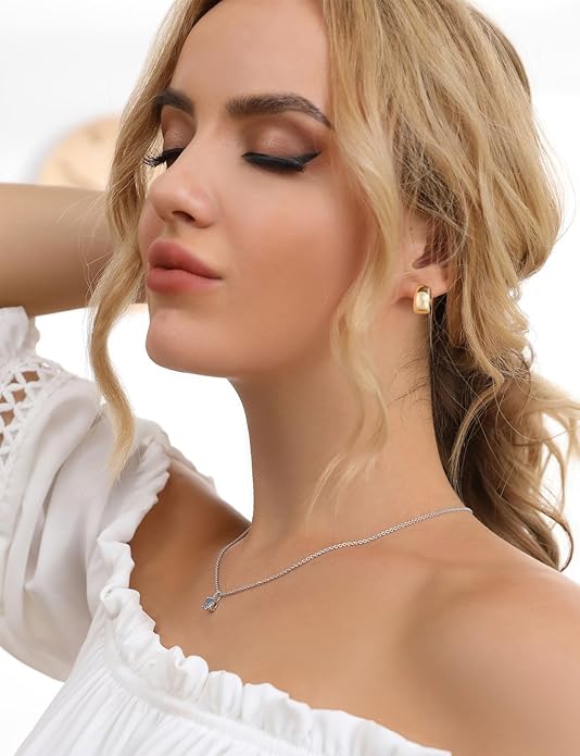 SHINYSO 14K Gold Plated Small Chunky Hoop Earrings for Women Dainty Thick Lightweight hypoallergenic Earring