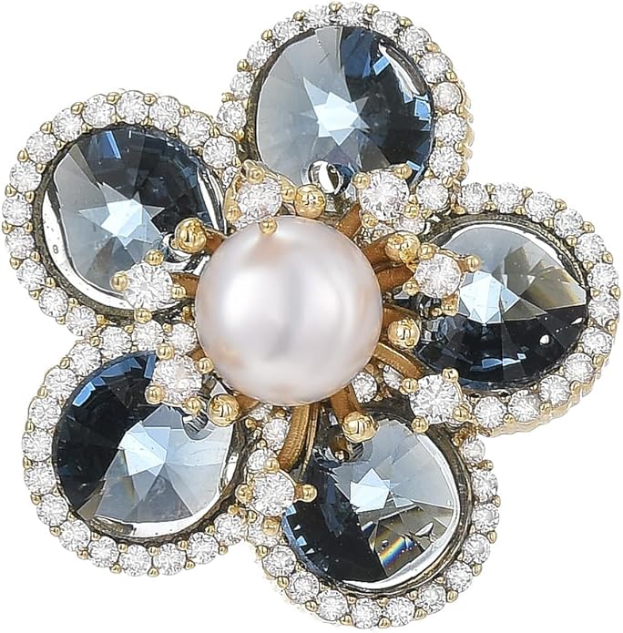 Rhinestone Flower Brooch Austrian Crystal Flower Pin 18k Gold Plated Floral Brooch Lapel Pin Jewelry Mother's Day Birthday Gifts for Mom Wife
