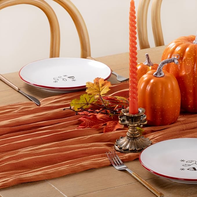 Fall Table Runner Terracotta Cheesecloth Table Runner 10FT Farmhouse Table Runners 120 Inches Table Decor Thanksgiving Dining Room Centerpiece Wedding Boho Baby Shower Birthday