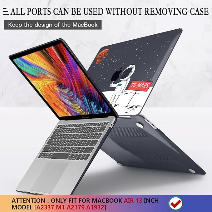 CISSOOK Compatible with MacBook Air 13 inch Case 2021 2020 2019 2018 Release A2337 M1 A2179 A1932, Astronaut Hard Shell Case for MacBook Air 13 Inch with Retina Display and Touch ID, Space Themed Mars