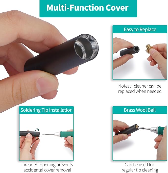 YIHUA 928D-IV Soldering Iron Pen Kit DC 65W Support PD QC, Type C Portable Soldering Station with 3 Tips, Solder Wire, Protective Cap