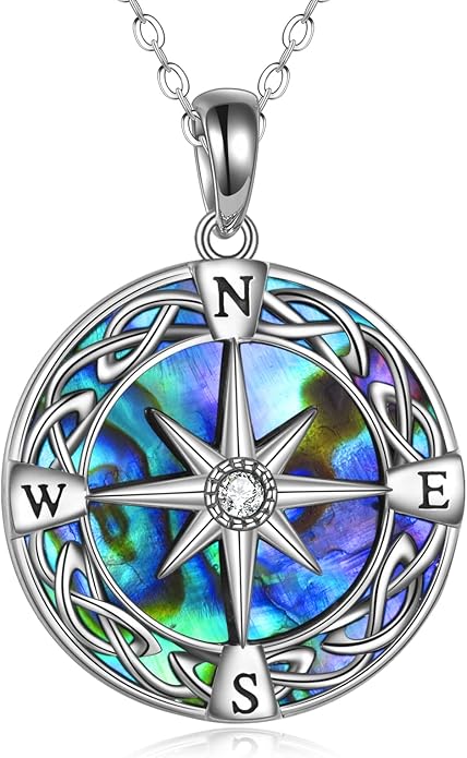 Compass Necklace Sterling Silver Celtic Knot Necklace Graduation Friendship Talisman Travel Necklace Inspirational Graduation Gift Jewelry Gifts for Women Girls