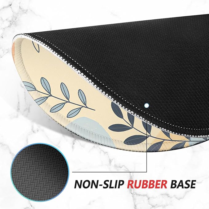 ITNRSIIET Mouse Pad Non-Slip Rubber Base Smooth Surface Stitched Edges Waterproof Durable Compatible with All Mice for Office & Gaming, Desk Accessory, Diameter 8.7 inch, VividFoliage