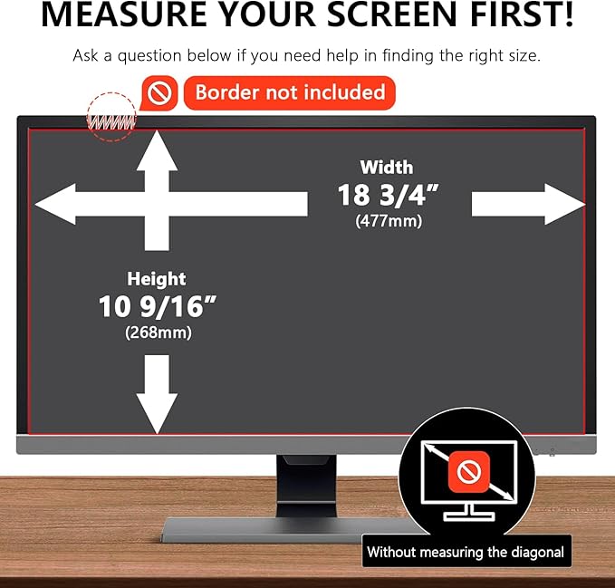 【2-Pack】 21.5 Inch Computer Privacy Screen for 16:9 Monitors with Anti-Spy Anti-Glare Filter, Blue Light Blocking & Eye Protection, Removable Anti-Scratch HD Clarity Screen Protector