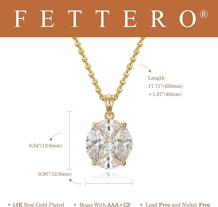 Fettero Christmas Necklace for Women Trendy 14K Gold Plated Dainty Diamond Necklace Charm CZ Clover Star Pendant Necklaces Simple Jewelry Gold Necklace for Women
