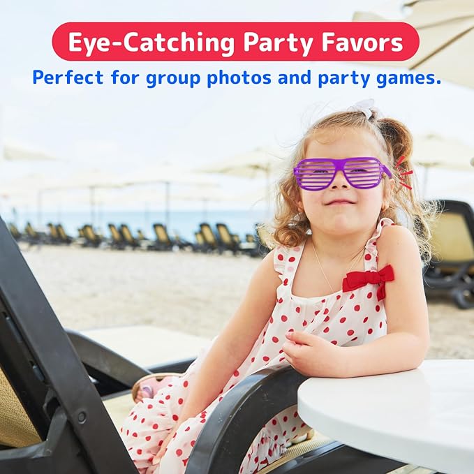 PREXTEX Mega Pack 50 Pairs of Kids Plastic Shutter Shades Glasses Shades Sunglasses Eyewear Party Favors and Party Props Assorted Colors Last Day of School Gifts for Kids