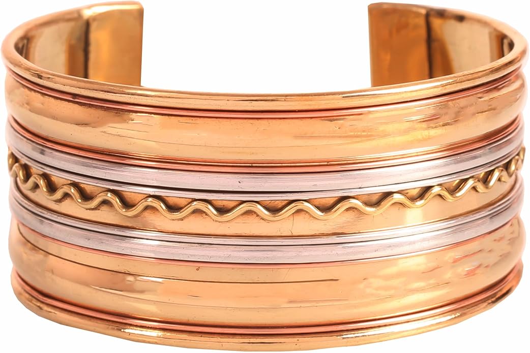 Touchstone Indian Bollywood Handcrafted Slip In Easy To Wear Stylish Wrist Enhancer Designer Broad Jewelry Cuff Bracelet For Women and Men.