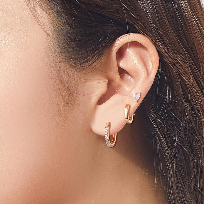 9 Pairs Chunky Gold Earrings Set for Women Trendy Lightweight Gold Plated Hoop Earrings Hypoallergenic Jewelry
