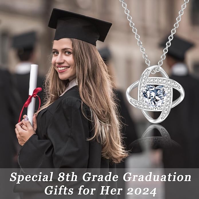 EPIRORA Sterling Silver Cubic Zirconia Love Knot Pendant Necklace for Women, Graduation Birthday Christmas Jewelry Gifts for Friends/Wife/Sister/Daughter/Mom