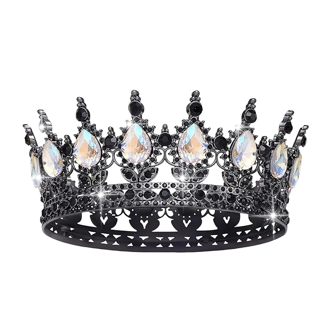 Queen Crown Rhinestone Wedding Crowns and Tiaras for Women Costume Party Hair Accessories Princess Birthday Crown Crystal Bridal Crown (Black & Moonlight Crown)