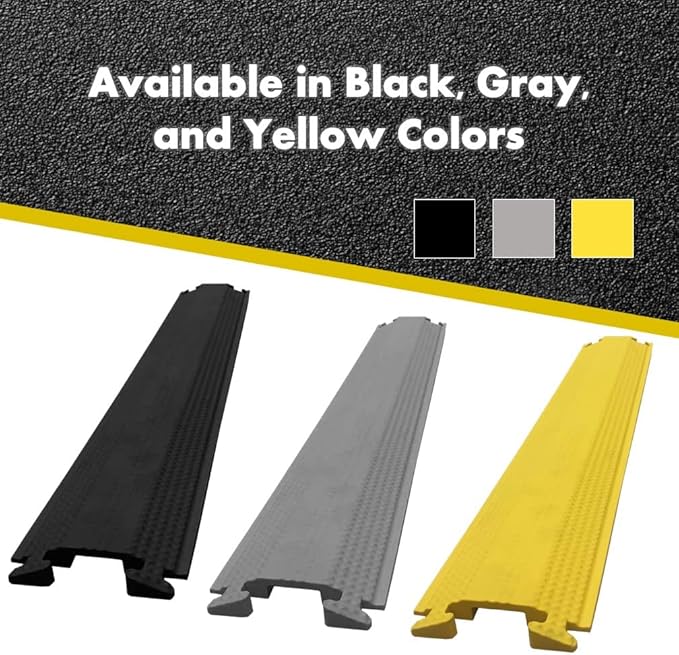 Kable Kontrol Drop Over Floor Cord Cover – 36” Inch Long 1 Channel Cable or Wire Protector – 100 Pcs Bulk Pack - Rubber Ramp for Indoor and Outdoor Use – Black