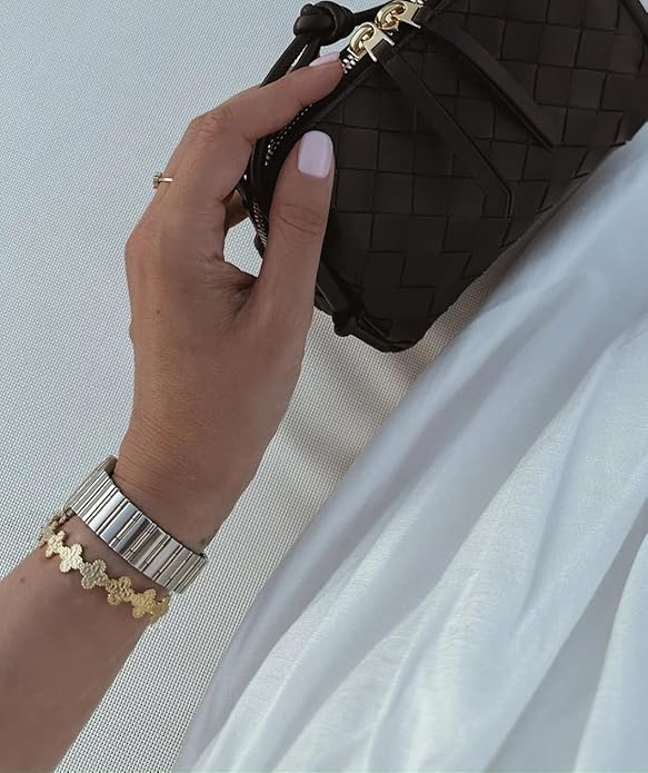 PERNNLA PEARL Dainty Gold Bar Bracelet for Women Simple Delicate Thin Cuff Bangle Hook Bracelet 18K Gold Plated Handmade Minimalist Jewelry