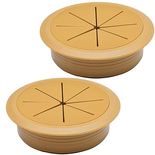 Desk Grommet 3-1/8" (80 mm), Desk Hole Cover for Cables Brown, Cable Grommet ABS Plastic, Desk Hole Grommet for Office and Home Table Cable, Detachable & Flexible Cable Cord Organizer-2 Pcs