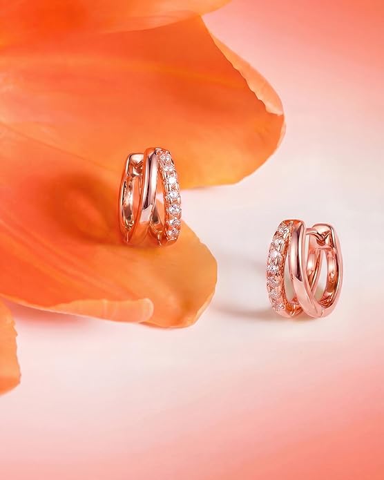 Gold Hoop Earrings for Women,14K Gold Plated Huggie Hoop Earrings for Gift