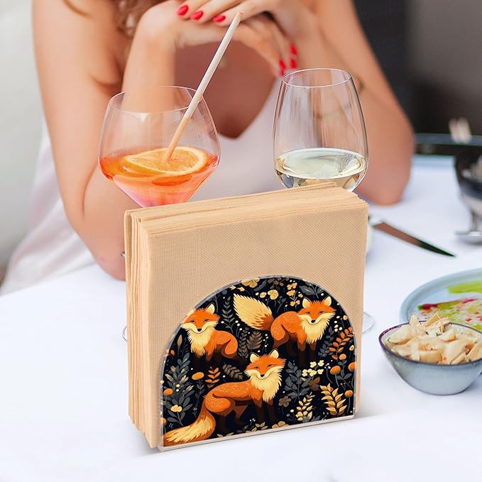 Napkin Holder, Cartoon Foxes Napkin Holder for Table Standing Napkin Holders for Table, Kitchen & Dining Room Decor