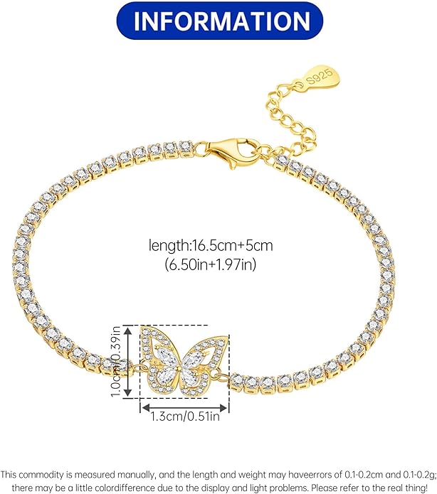 Women's 925 Sterling Silver Bracelet, Non Tarnish 18K Gold Plated Bracelets for Women, Dainty Chain Simple Jewelry Cute Handmade Minimalist for Gift