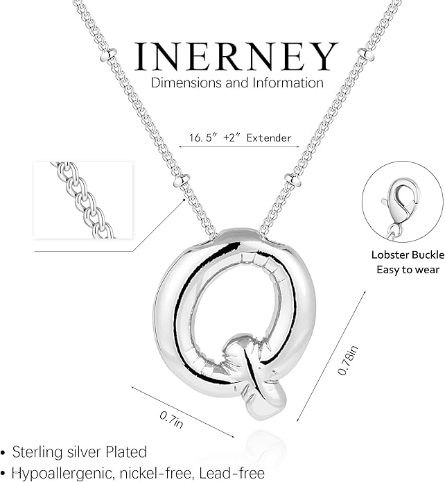 Inerney Valentines Day Gifts Gold Bubble Letter Necklace Initial Necklaces for Women, Chunky 14K Plated Balloon Initials, Trendy Charm Non Tarnish Custom Name Pendant Jewelry Gifts for Mom