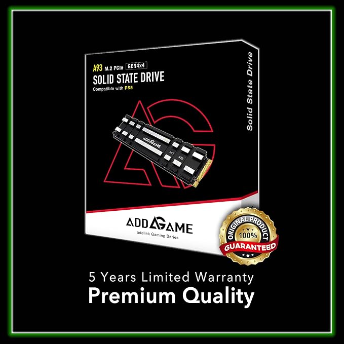 Addlink A93 4TB Storage Expansion for PS5 Console with Heatsink, Up to 7400mb/s, Gen 4 PCIe NVMe m.2 2280, SLC Cache Internal Solid State Drive(‎ad4TBA93M2P)