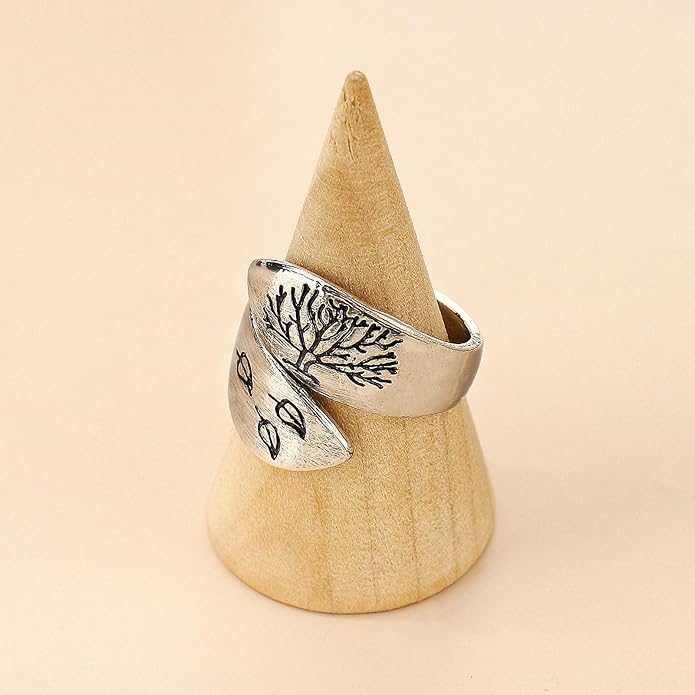 Women Tree of Life Lucky Flower Wide Band Ring Gold Pink Opal Green Enamel Resin Plated Dainty Tree Rhinestone Statement Thumb Index Full Finger Chunky Ring Party Crystal Vintage Jewelry