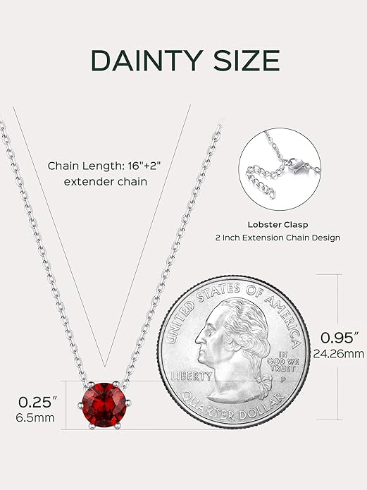 ChicSilver 925 Sterling Silver 12 Months Sparkling Round Cut Created Birthstone Pendant Necklace, 16 Inch Rolo Chain