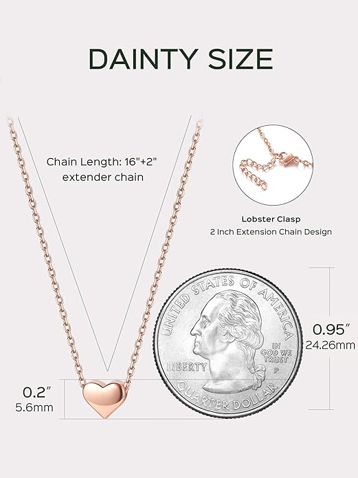 ChicSilver Personalized 925 Sterling Silver Dainty Small Heart/Star/Moon/Dot/Triangle Pendant Necklace for Women, Silver/Gold/Rose Gold/Black (with Gift Box)