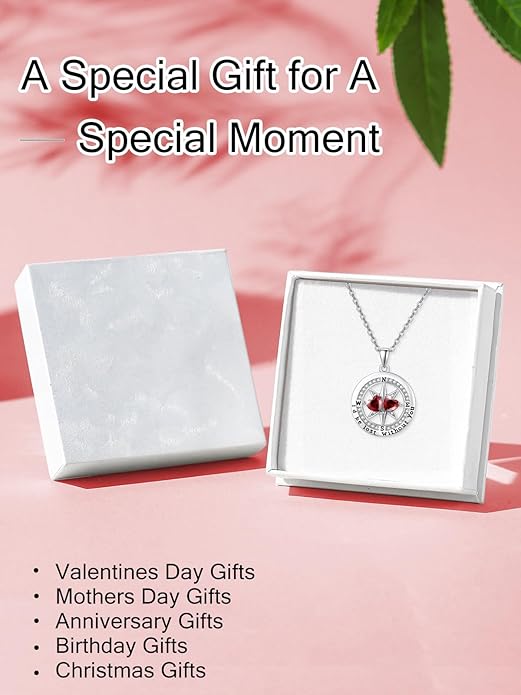 Compass Necklace for Women, Exquisite S925 Valentines Day Anniversary Birthday Gifts for Wife Her Double Birthstone Pendant Jewelry ‘I'd be Lost Without You’