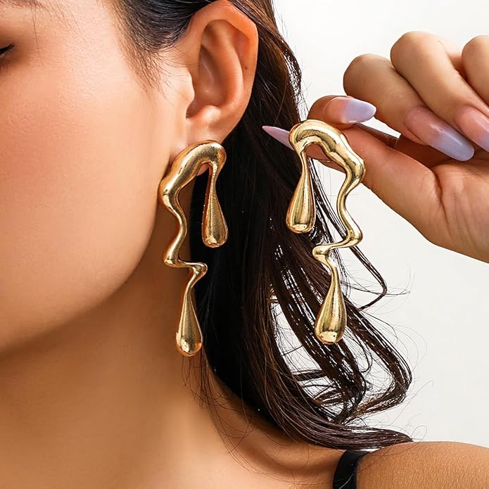 Irregular WaterDrop Earrings, Melted Liquid Irregular Stainless Steel Earrings, Embrace Minimalist Earrings, Statement Earrings for Women