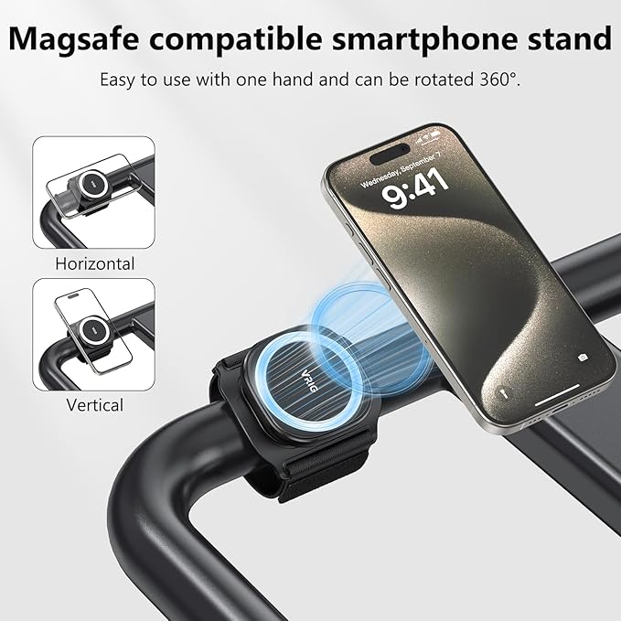 VRIG 360 Rotatable Magnetic Wristband Phone Holder, Armband Cell Phone Holder, Magnetic Phone Holder, Compatible with magsafe iPhone 16 15 14 13 12 Pro Max Plus Mini