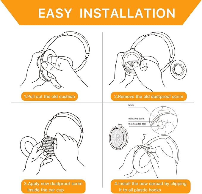 Replacement Ear Pads for Bose QuietComfort 35 (QC35) & Quiet Comfort 35 II (QC 35 ii) Headphones, EarPads Cushions with Noise Isolation Memory Foam, Softer Protein Leather, Added Thickness