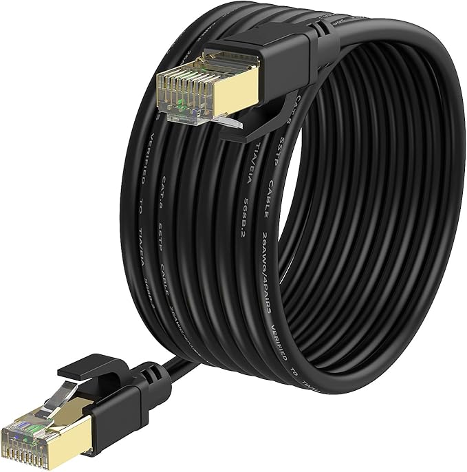 Cat8 Ethernet Cable, Internet Network Cord, 40Gbps 2000Mhz LAN Wires, High Speed SSTP LAN Cables with Gold Plated RJ45 Connector for Router, Modem, Gaming, Xbox (300ft)