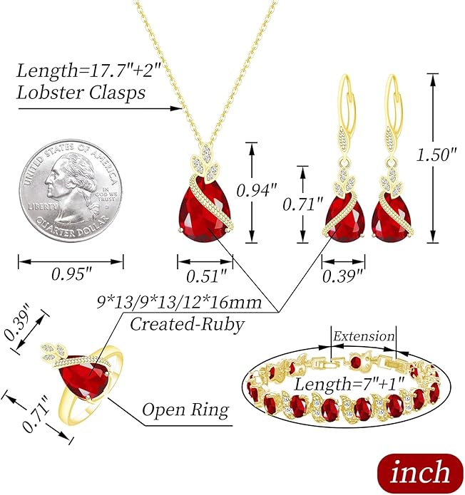GZWHD Jewelry Set for Women CZ Earrings Necklace Ring Bracelet Set Prom Party Wedding Jewelry Gift for Mother Friend Wife