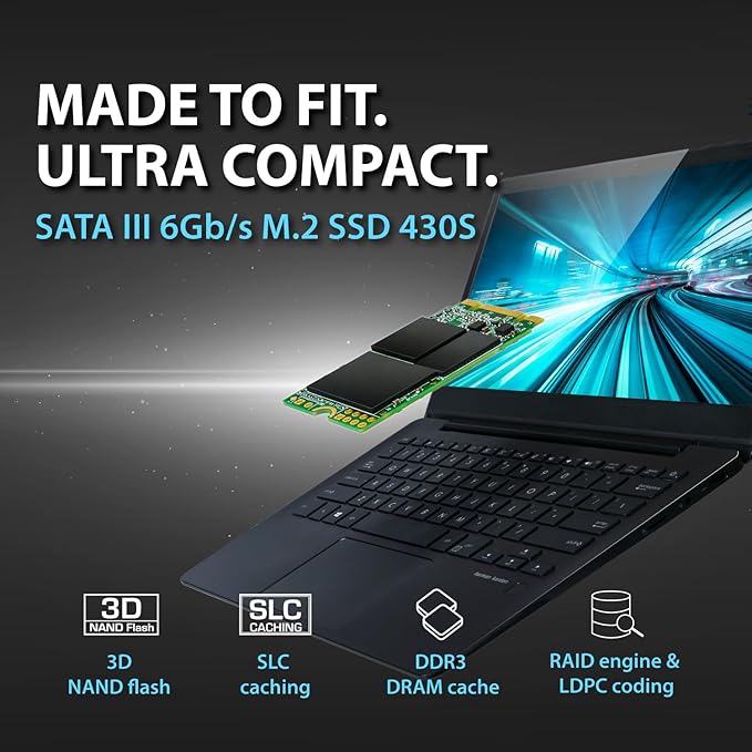 Transcend 1TB M.2 2242 SATA III SSD with Dram Cache, Up to 560MB/s, Compatible w/Ultrabook, Laptop, PC, Desktop, 3D TLC NAND Flash Internal Solid State Drive, LDPC Error Correction, SLC Cache, B+M Key