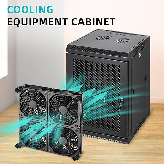 Wathai 120mm x 4 Router TV Box Fan 110v - 240v Big Airflow with Speed Control for DIY Gaming Consoles, Amplifiers, Xbox, Laptop Stand, Mining Machines Devices Cooling