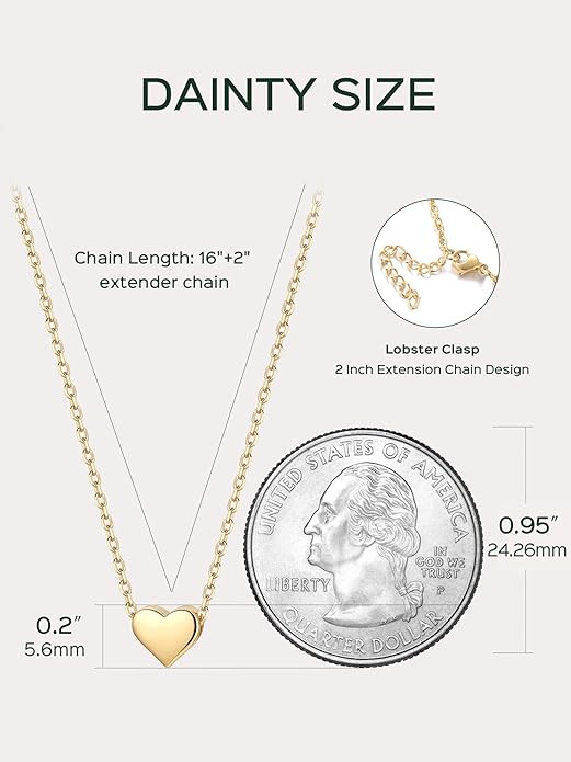ChicSilver Personalized 925 Sterling Silver Dainty Small Heart/Star/Moon/Dot/Triangle Pendant Necklace for Women, Silver/Gold/Rose Gold/Black (with Gift Box)