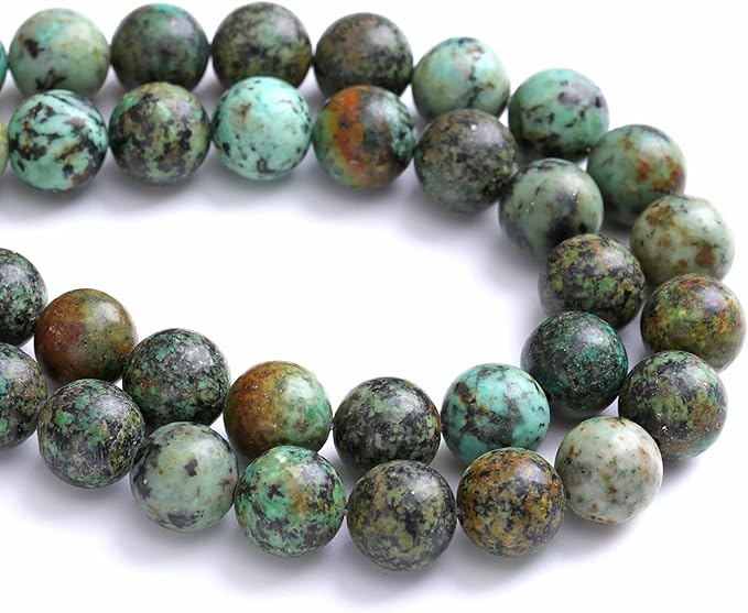 12MM 30PCS Natural Stone Green African Turquoise Spacer Loose Beads for Jewelry Making DIY Bracelet Necklace