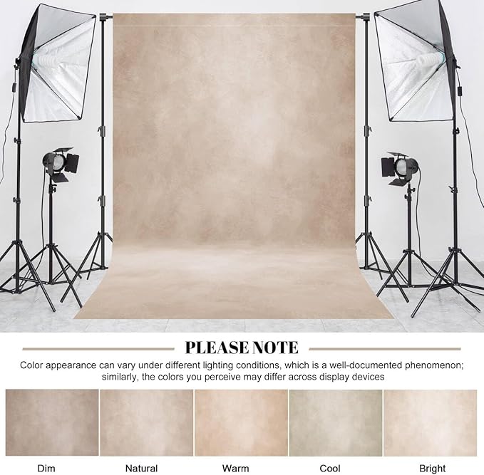 Abstract Professional Photography Backdrop for Portrait Photo Props Booth Background Photoshoot Studio with Polyester Fabric Roller Pocket on Top (8x10ft,Light Beige,No Stand)