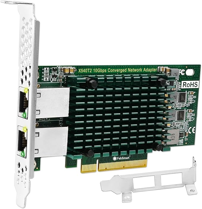 PCIE X8 Interface to 2X 10Gbps RJ45 Ports Network Adapter, Intel X540-AT2 Ethernet Controller, 2X 10GbE RJ45 Interface PCIE NIC Card, PCI Express 10GbE Converged Network Adapter (X540T2)