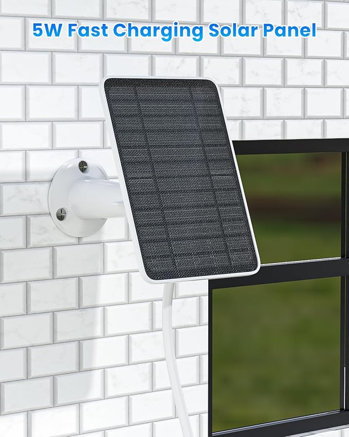 5W Solar Panel for Ring Camera, Solar Panel Charger Compatible with Ring Spotlight Plus/Pro Stick Up Outdoor Cam Battery, 9.8ft Cable with USB-C to Barrel Plug Adapter & Micro-USB Adapter, 4 Pack