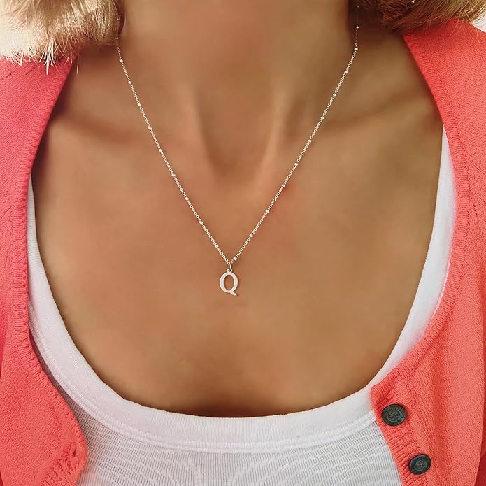 Valentines Gifts for Her Women - Initial Necklaces for Women Dainty 14k Gold Plated A-Z Letter Pendant Name Necklaces Cute Charm Choker Fashion Accessories Non Tarnish Trendy Jewelry Gift