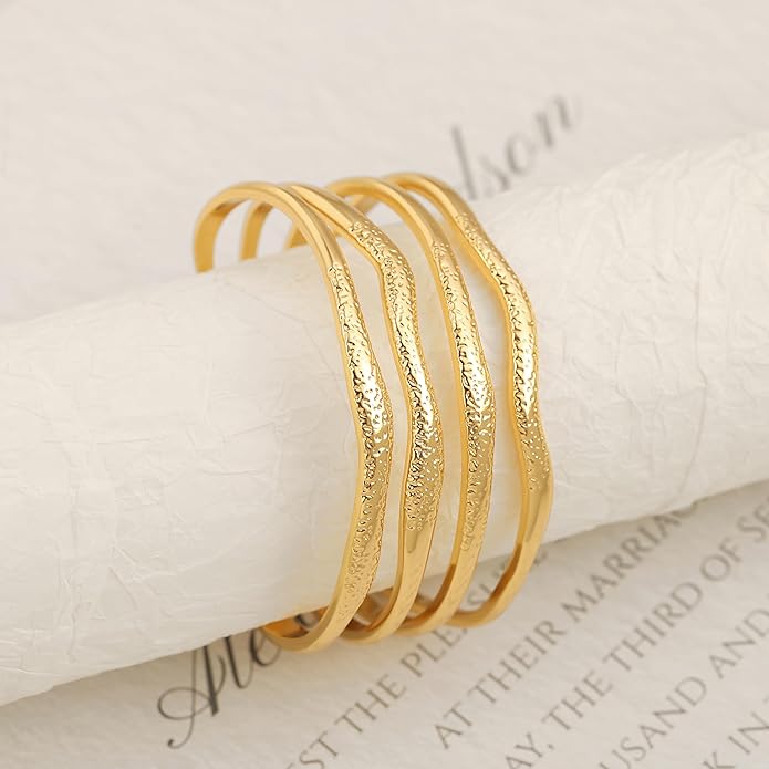 PERNNLA PEARL Dainty Gold Bar Bracelet for Women Simple Delicate Thin Cuff Bangle Hook Bracelet 18K Gold Plated Handmade Minimalist Jewelry