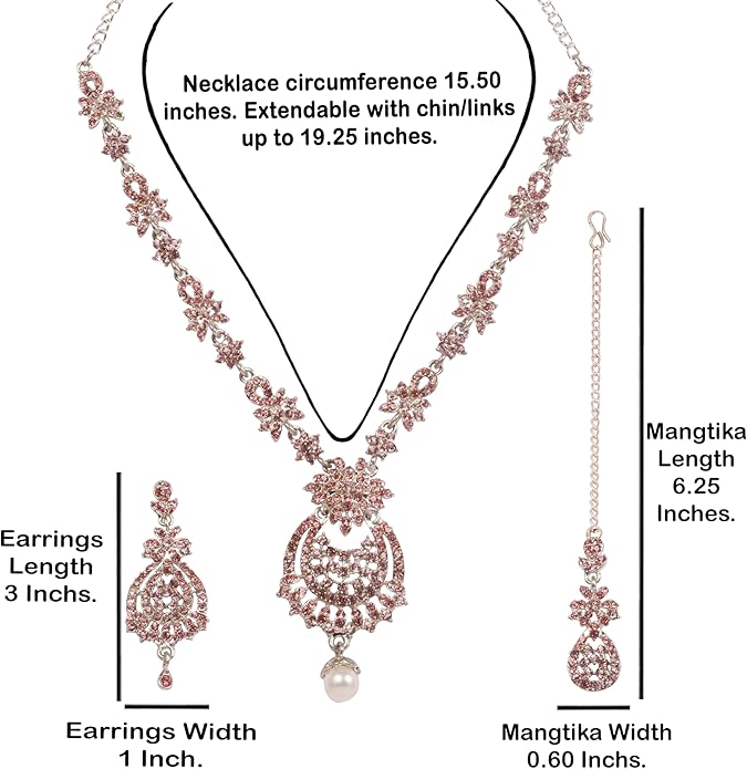 Touchstone Indian jewelry sets for women maang tikka wedding guest gold necklace bollywood jewellery set pageant elegant prom bride accessories western crystal chunky rhinestone necklaces