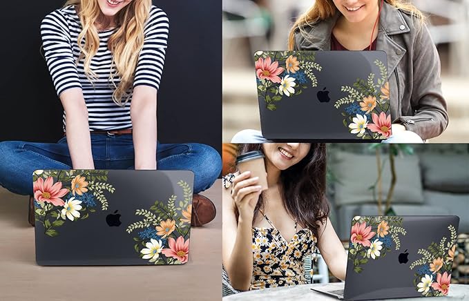 CISSOOK Compatible with MacBook Air 13.6 Inch Case 2025 2024 2023 2022, Plastic Hard Shell Case with Keyboard Cover for MacBook Air 13.6 M2 M3 M4 Chip A2681 A3113 A3240 Model, Retro Flower