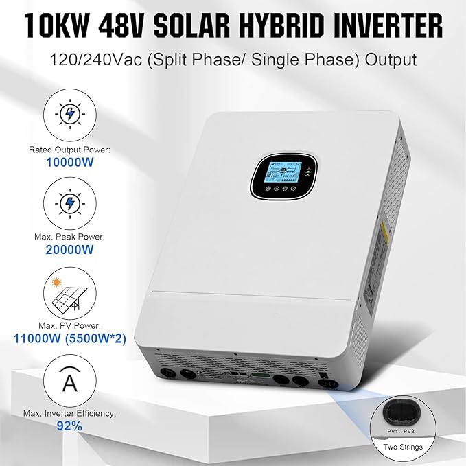 ECO-WORTHY Home Power Station Backup Power,14336Wh LiFePO4 Battery Support Communication,10KW Inverter,for Home Backup,Emergency,Solar System Components