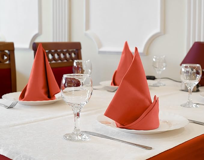 Utopia Kitchen Coral Cloth Napkins [12 Pack, 18x18 Inch] Absorbent Cotton Blend Washable and Reusable for Dinner, Restaurant, Lunch, Wedding and Hotel