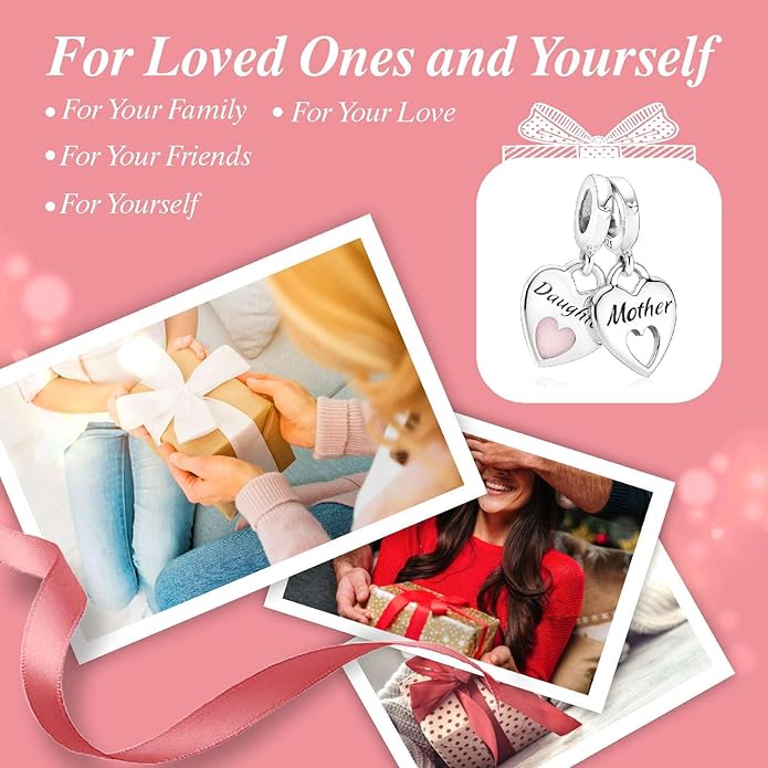 Family Mom Heart Charms 925 Sterling Silver Bead for Bracelets and Necklaces For Women Jewelry Present